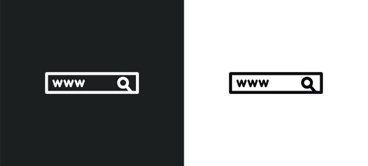 Poster - web domain outline icon in white and black colors. web domain flat vector icon from seo collection for web, mobile apps and ui.
