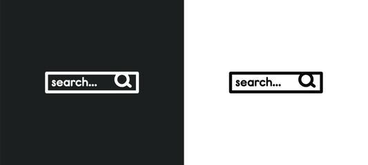 Poster - search outline icon in white and black colors. search flat vector icon from seo collection for web, mobile apps and ui.