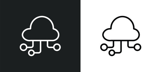 Fototapete - computing outline icon in white and black colors. computing flat vector icon from programming collec