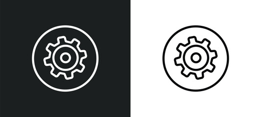 Poster - cogwheel outline icon in white and black colors. cogwheel flat vector icon from programming collection for web, mobile apps and ui.