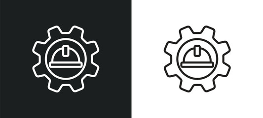 Poster - mechanical engineer outline icon in white and black colors. mechanical engineer flat vector icon from professions collection for web, mobile apps and ui.