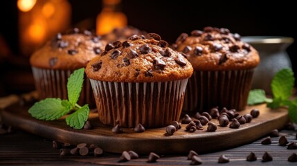 Wall Mural - chocolate muffin and coffee