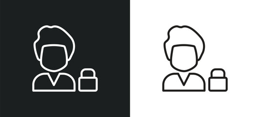 Poster - information security analyst outline icon in white and black colors. information security analyst flat vector icon from professions collection for web, mobile apps and ui.
