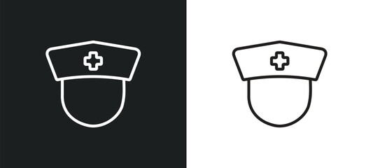 Poster - nurse outline icon in white and black colors. nurse flat vector icon from professions collection for web, mobile apps and ui.