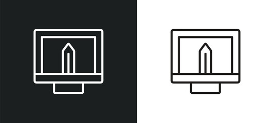 Poster - graphic de outline icon in white and black colors. graphic de flat vector icon from professions collection for web, mobile apps and ui.