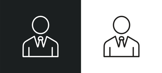 Poster - businessman outline icon in white and black colors. businessman flat vector icon from professions collection for web, mobile apps and ui.