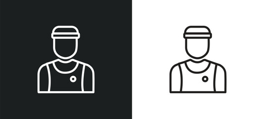 Poster - athlete outline icon in white and black colors. athlete flat vector icon from professions collection for web, mobile apps and ui.