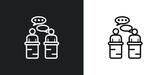 Poster - debate outline icon in white and black colors. debate flat vector icon from political collection for web, mobile apps and ui.