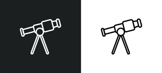 Poster - antique telescope outline icon in white and black colors. antique telescope flat vector icon from people skills collection for web, mobile apps and ui.