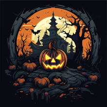 Halloween, A Spooky And Gloomy Vector Illustration.