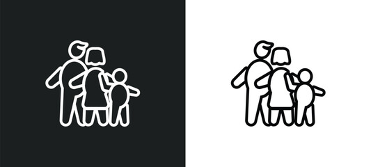 Poster - family group outline icon in white and black colors. family group flat vector icon from people collection for web, mobile apps and ui.