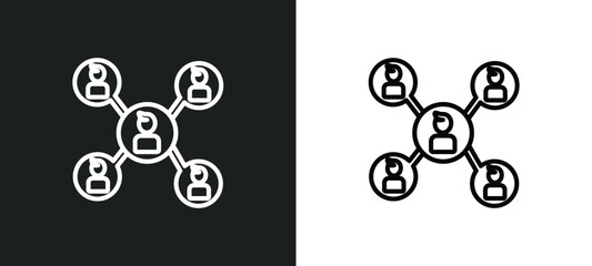 Poster - networking connection outline icon in white and black colors. networking connection flat vector icon