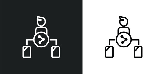Poster - user sharing files outline icon in white and black colors. user sharing files flat vector icon from people collection for web, mobile apps and ui.