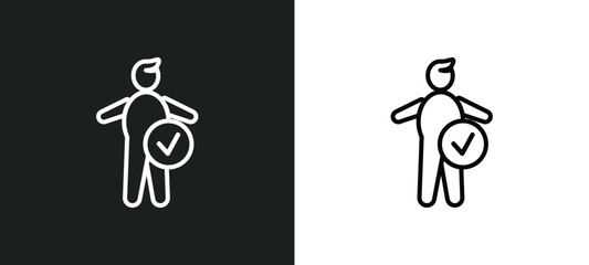 Poster - good employee outline icon in white and black colors. good employee flat vector icon from people collection for web, mobile apps and ui.