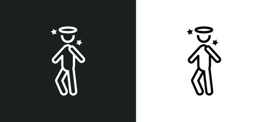 Poster - boy angel head outline icon in white and black colors. boy angel head flat vector icon from people collection for web, mobile apps and ui.