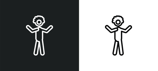 Poster - man with afro hair style outline icon in white and black colors. man with afro hair style flat vector icon from people collection for web, mobile apps and ui.