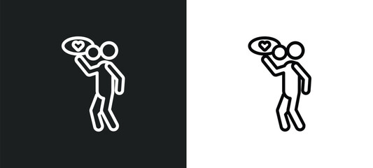 Poster - man thinking about love outline icon in white and black colors. man thinking about love flat vector icon from people collection for web, mobile apps and ui.