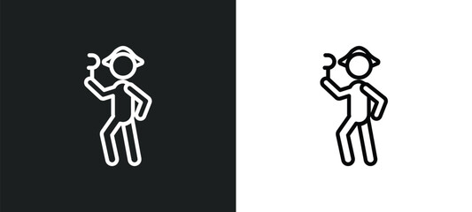 Poster - pirate head outline icon in white and black colors. pirate head flat vector icon from people collection for web, mobile apps and ui.