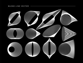 Modern technology blend line circle icon logo design set