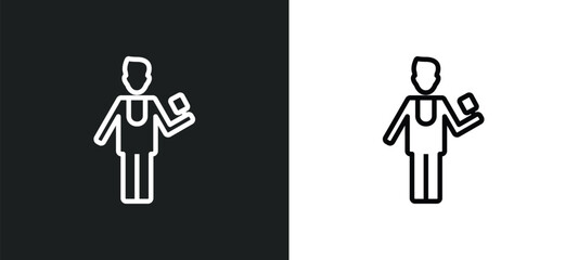 Poster - foreign reporter outline icon in white and black colors. foreign reporter flat vector icon from people collection for web, mobile apps and ui.
