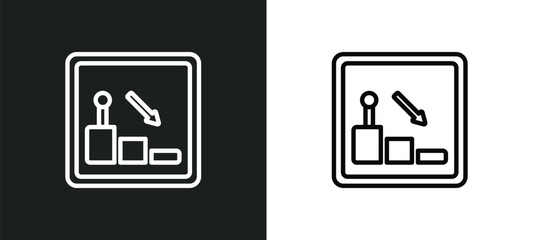Poster - downstairs outline icon in white and black colors. downstairs flat vector icon from people collection for web, mobile apps and ui.
