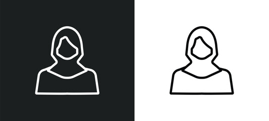 Poster - arab woman outline icon in white and black colors. arab woman flat vector icon from people collection for web, mobile apps and ui.