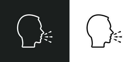 Poster - cough outline icon in white and black colors. cough flat vector icon from people collection for web,