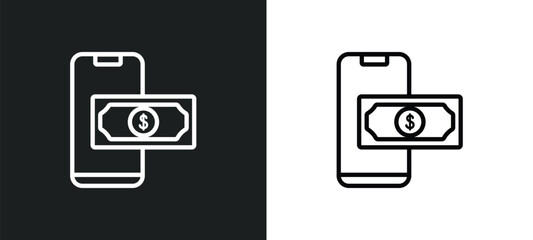 Poster - mobile web outline icon in white and black colors. mobile web flat vector icon from payment collecti