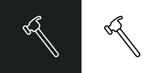 Poster - work hammer outline icon in white and black colors. work hammer flat vector icon from other collection for web, mobile apps and ui.