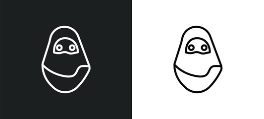 Poster - arabian woman outline icon in white and black colors. arabian woman flat vector icon from other collection for web, mobile apps and ui.