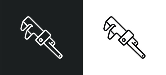 Poster - pipe wrench outline icon in white and black colors. pipe wrench flat vector icon from other collection for web, mobile apps and ui.