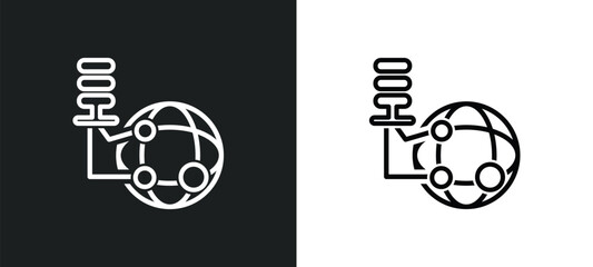 Poster - distribute outline icon in white and black colors. distribute flat vector icon from networking collection for web, mobile apps and ui.