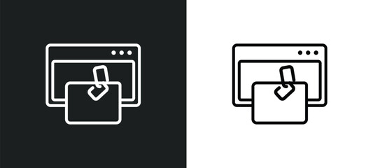 Poster - backlink outline icon in white and black colors. backlink flat vector icon from networking collection for web, mobile apps and ui.