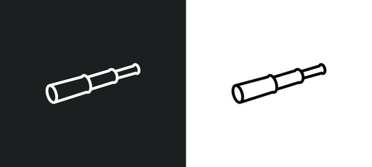 Poster - spyglass outline icon in white and black colors. spyglass flat vector icon from nautical collection for web, mobile apps and ui.