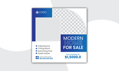 Wall Mural - Real estate home sale social media post banner design template instragram post template with elegant, abstract, Business.