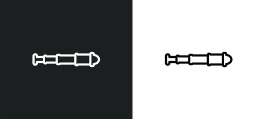 Poster - spyglass outline icon in white and black colors. spyglass flat vector icon from nautical collection for web, mobile apps and ui.