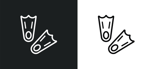 Poster - flippers outline icon in white and black colors. flippers flat vector icon from nautical collection 