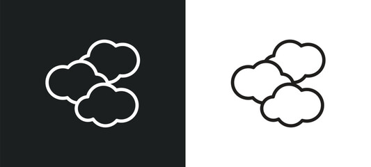 Poster - clouds outline icon in white and black colors. clouds flat vector icon from nature collection for web, mobile apps and ui.