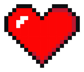 pixel red heart icon isolated on white background. vector illustration. pixel art style 8-bit. heart