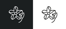Oleander Outline Icon In White And Black Colors. Oleander Flat Vector Icon From Nature Collection For Web, Mobile Apps And Ui.
