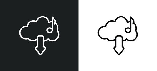 Poster - downloaded music cloud outline icon in white and black colors. downloaded music cloud flat vector icon from music and media collection for web, mobile apps and ui.