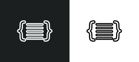 Poster - bracket outline icon in white and black colors. bracket flat vector icon from music and media collection for web, mobile apps and ui.