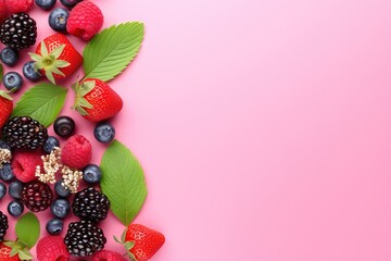 Aufkleber - Fresh berry and fruit mix border frame banner.