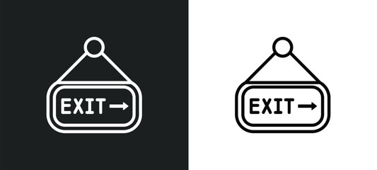 Poster - exit outline icon in white and black colors. exit flat vector icon from museum collection for web, mobile apps and ui.