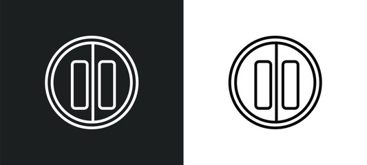 Poster - big pause button outline icon in white and black colors. big pause button flat vector icon from multimedia collection for web, mobile apps and ui.