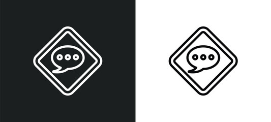 Poster - messages outline icon in white and black colors. messages flat vector icon from mobile app collection for web, mobile apps and ui.