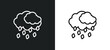 hailstorm outline icon in white and black colors. hailstorm flat vector icon from meteorology collection for web, mobile apps and ui.
