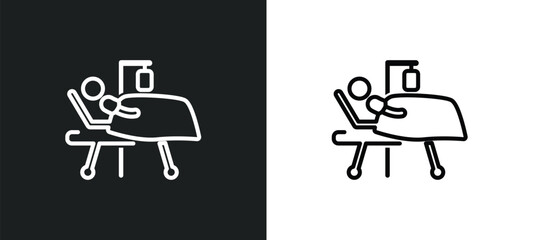 Poster - illness on bed outline icon in white and black colors. illness on bed flat vector icon from medical collection for web, mobile apps and ui.