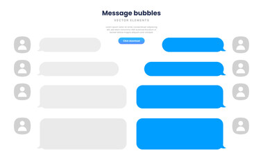 Poster - Message smartphone template. Mobile chatting sms app template bubbles. Message bubbles chat on smartphone icons. Phone chatting sms template bubbles