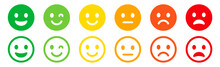 Emoticons Icons Set. Emoji Faces Collection. Emojis Flat Style. Happy Happy, Smile, Neutral, Sad And Angry Emoji. Line Smiley Face - Stock Vector